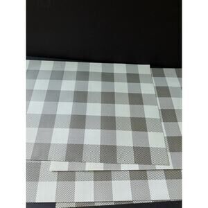 Vinyl Buffalo Check Placemats Gray White Farmhouse Country 13x17